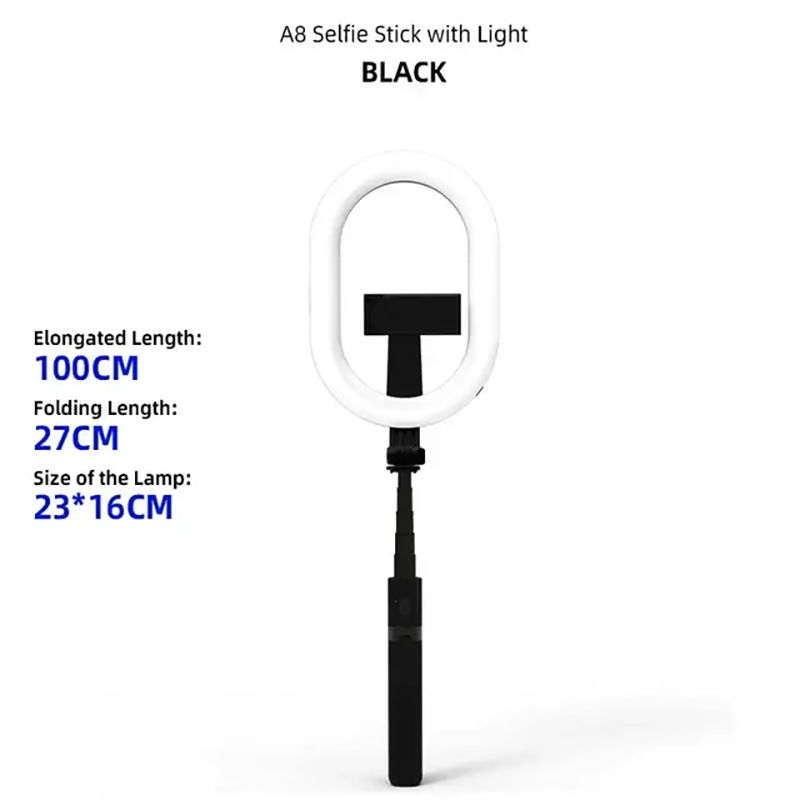 Селфи-палка телескопическая Selfie Stick A8 тренога/кольцевая LED-лампа/пульт (tf6730) - фото 9