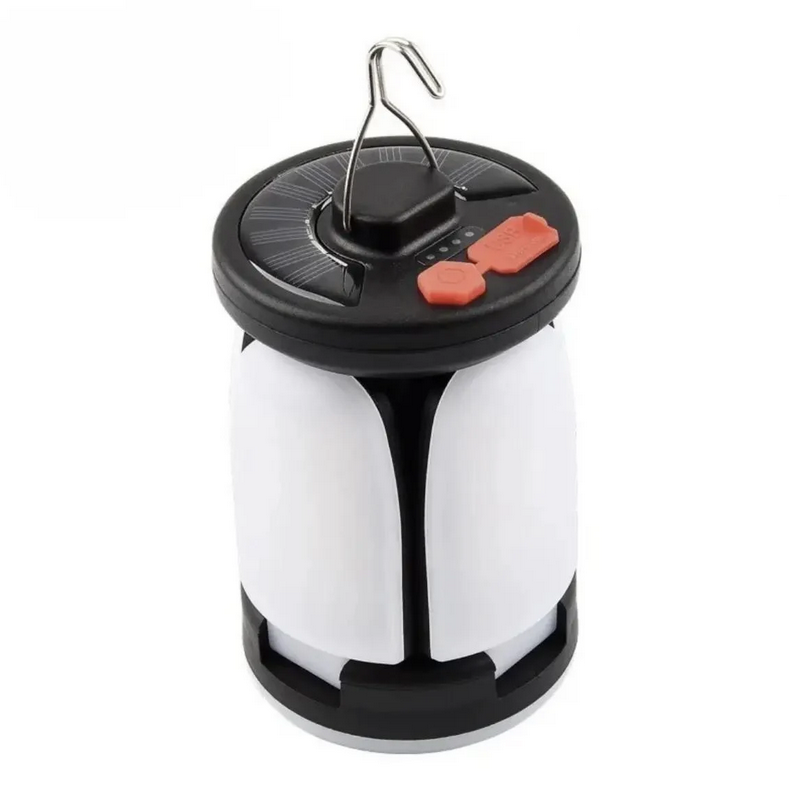 Фонарь подвесной LED USB с крючком на аккумуляторе/солнечной панелью/индикатором заряда White