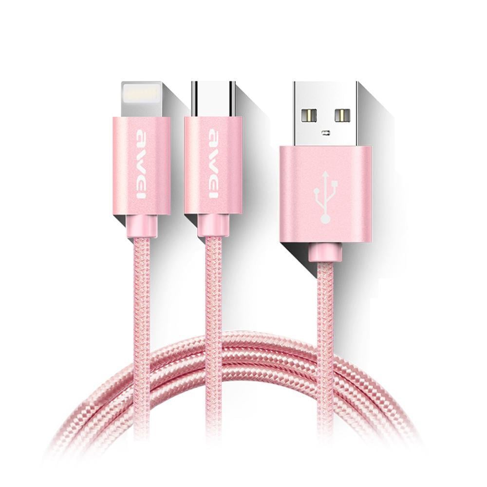 Кабель Awei CL-984 2-in-1 Rose Gold