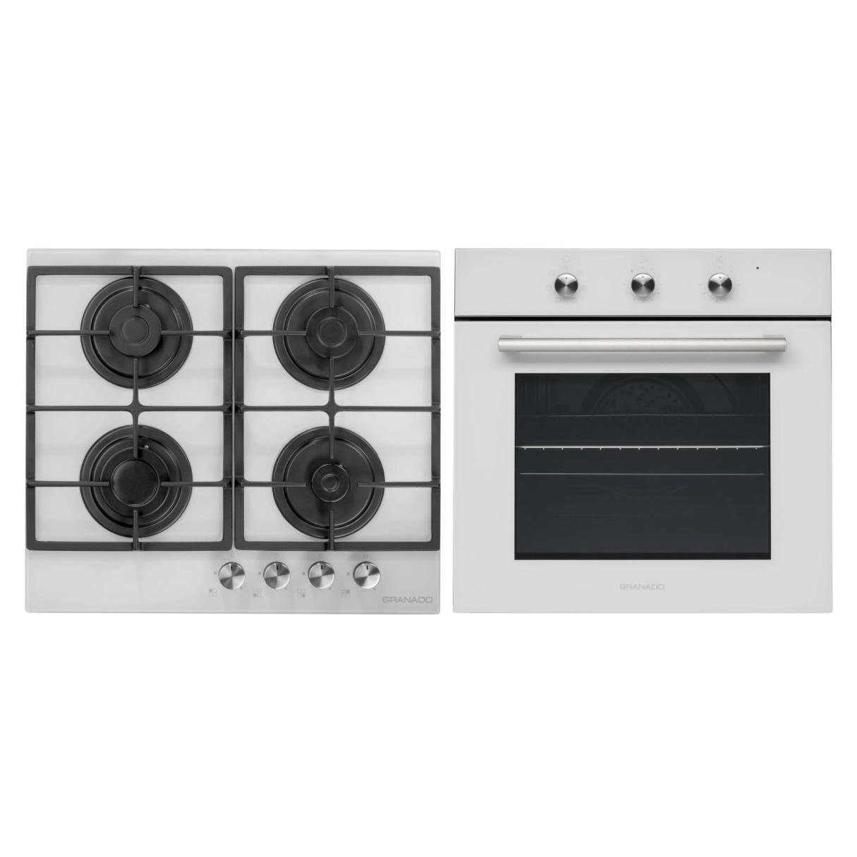 Комплект Granado духова шафа електрична GEO 62-0200 White та варильна поверхня газова GGH 62-104 White glass - фото 2 Комплект Granado духова шафа електрична GEO 62-0200 White та варильна поверхня газова GGH 62-104 White glass - фото 2
