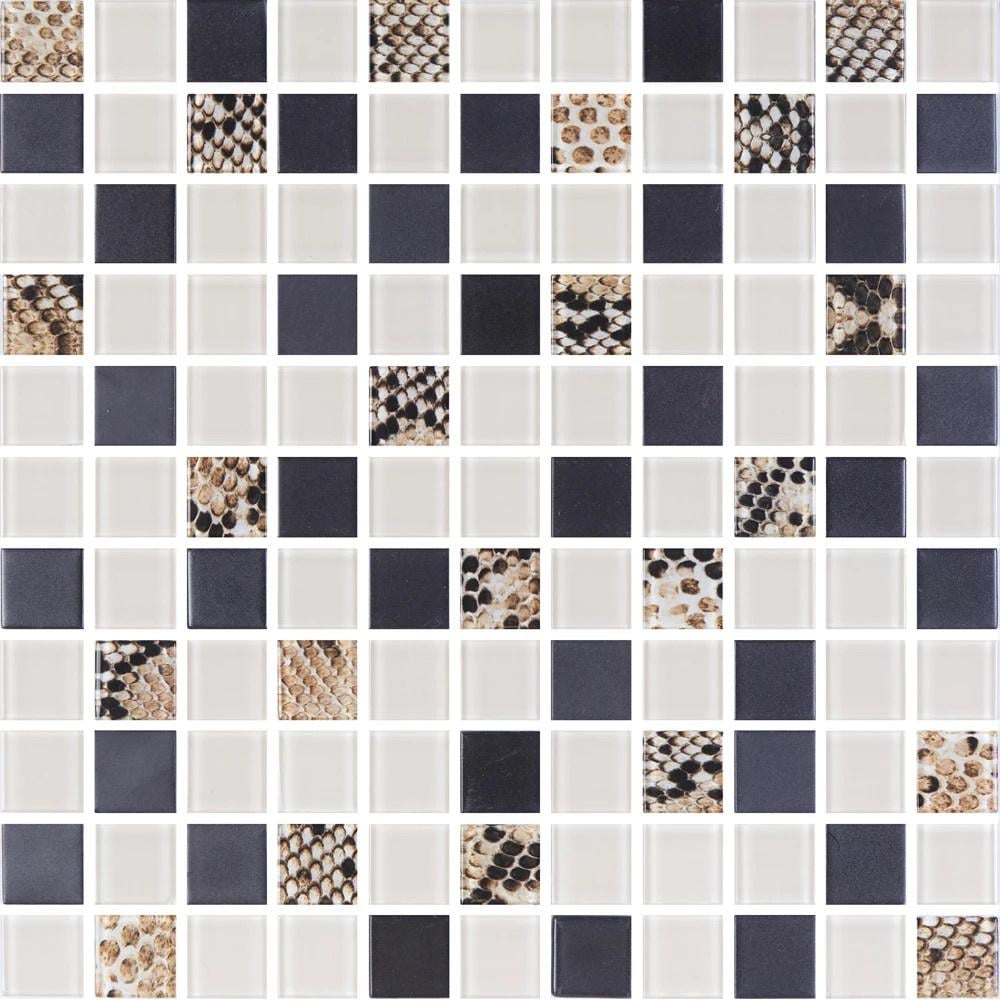 Мозаика стеклянная Kotto Ceramica GMP 0825036 С3 print 38 300х300х8 мм Black Mat/Beige w41 (003134)
