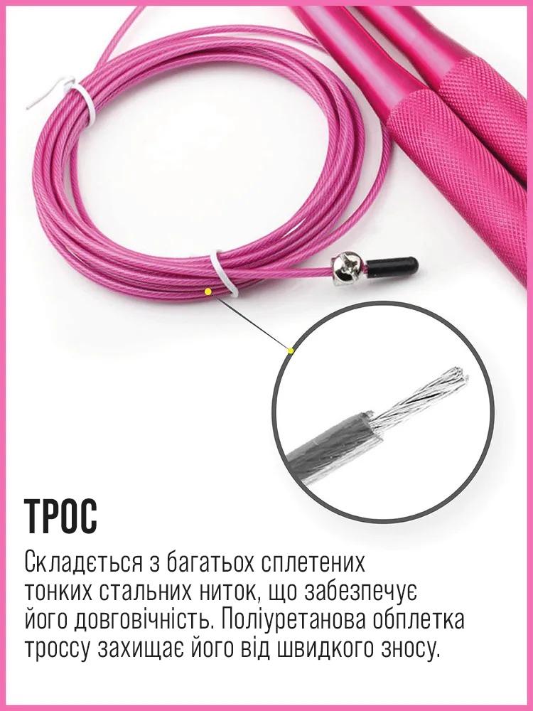 Скакалка для кроссфита SP-Sport скоростная на подшипниках спортивная Pink - фото 6