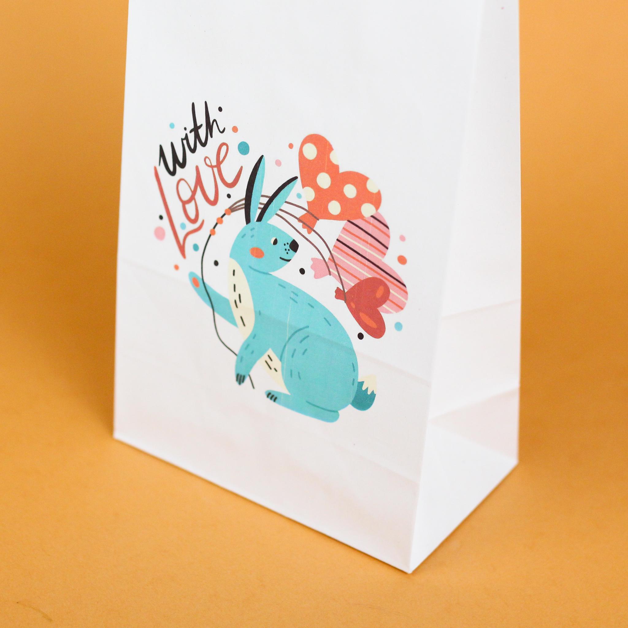 Пакет подарунковий з любов'ю Серця Кролик з дном 150х90х240 мм 20 шт. - фото 3