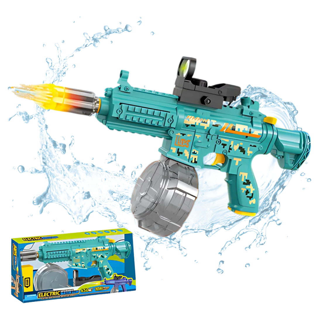 Пистолет для детей водный электрический M416 на аккумуляторе с подсветкой Зеленый