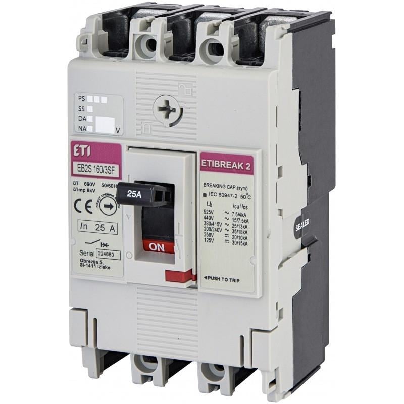 Автоматичний вимикач силовий ETI 25A 25kA 3 полюси EB2S 160/3SF 25A 3p 004671829 (56930)