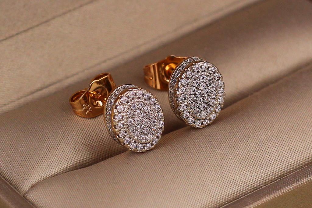 Серьги гвоздики Xuping Jewelry объемный овал с родием 10 мм Золотистый (2137784223)