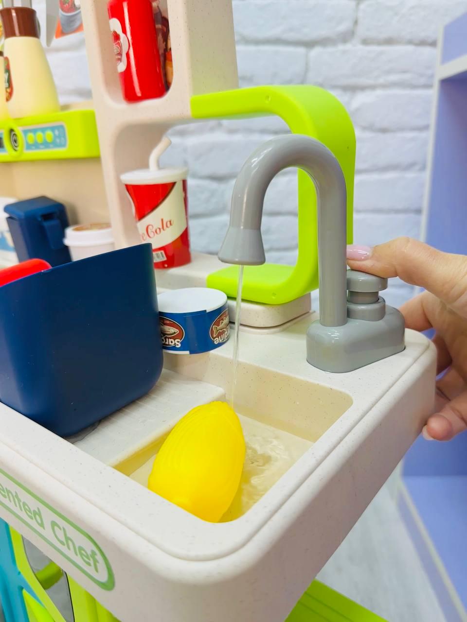 Кухня игровая 92 см 45 пр. Зеленый с синим (2529-1) - фото 3