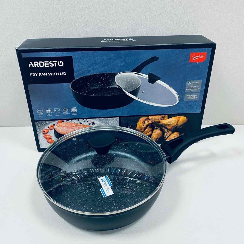 Сковорода глубокая со стеклянной крышкой Ardesto Gemini Livorno AR1224A Premium алюминиевая 24 см (2441429313)