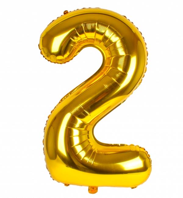 Кулька Цифра "2" 1 м Золотий