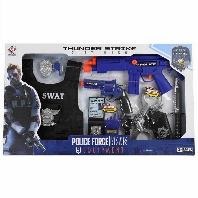 Набор полицейский Yue Qianc с жилетом автоматом и наручниками (57369)