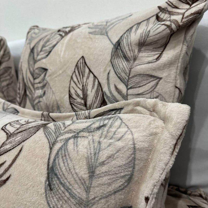 Комплект постельного белья велюровый с рисунком с 4 наволочками евро 200x230 см Кофейный (29225198) - фото 5