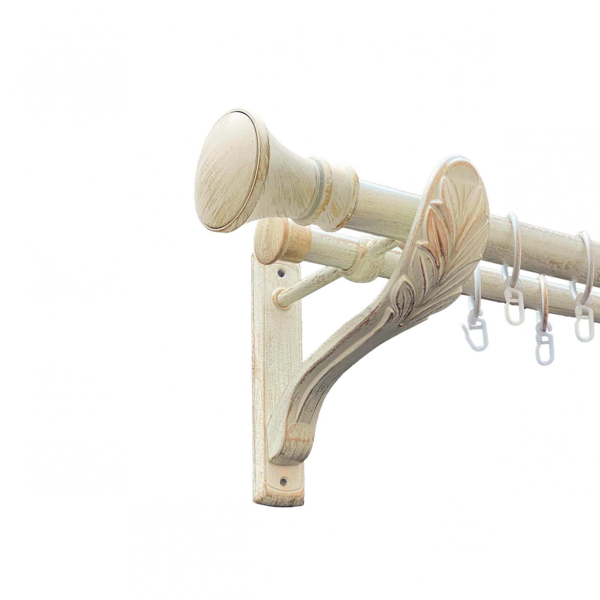 Карниз металевий Orvit Люксор дворядний ретро/гладка труба/кільце металеве Біле Золото 25/19 мм 160 см (00-00021671)