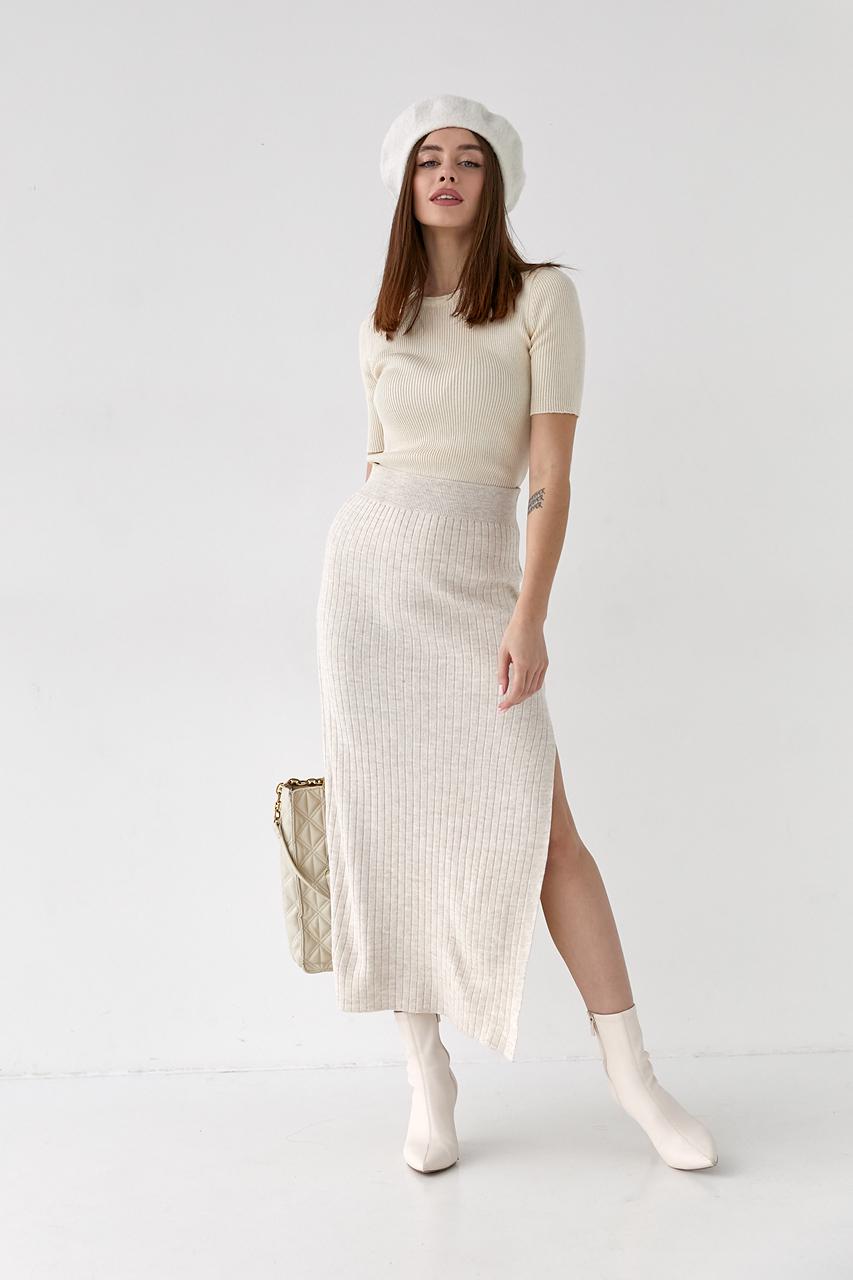 Юбка миди в рубчик M Бежевый (0199) - фото 4 Юбка миди в рубчик M Бежевый (0199) - фото 4