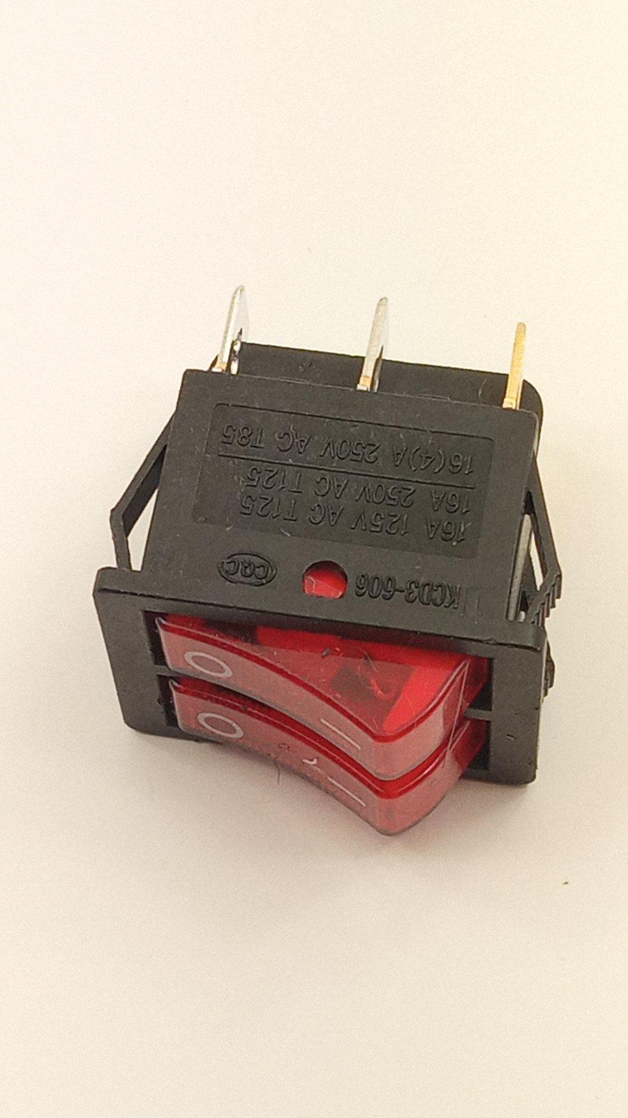 Переключатель клавишный KCD8-212N двойной Красный (06874)