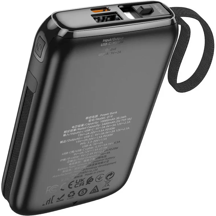 Внешний аккумулятор Hoco Lucky Q19 10000 mAh 30W Black (610773) - фото 3