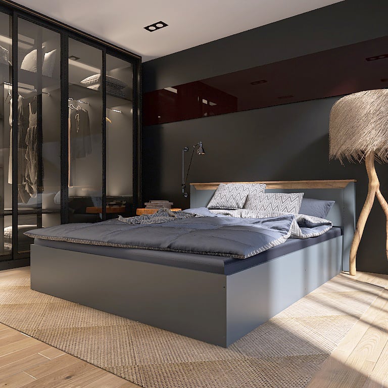 Кровать двуспальная Эверест Нордик-1400 164х213х82 см Графитовый (17345)