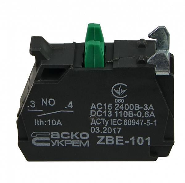 Контактный блок АСКО ZBE-101 1NO 3A 240V AC/DC для кнопок ТВ5 (A0140010180)