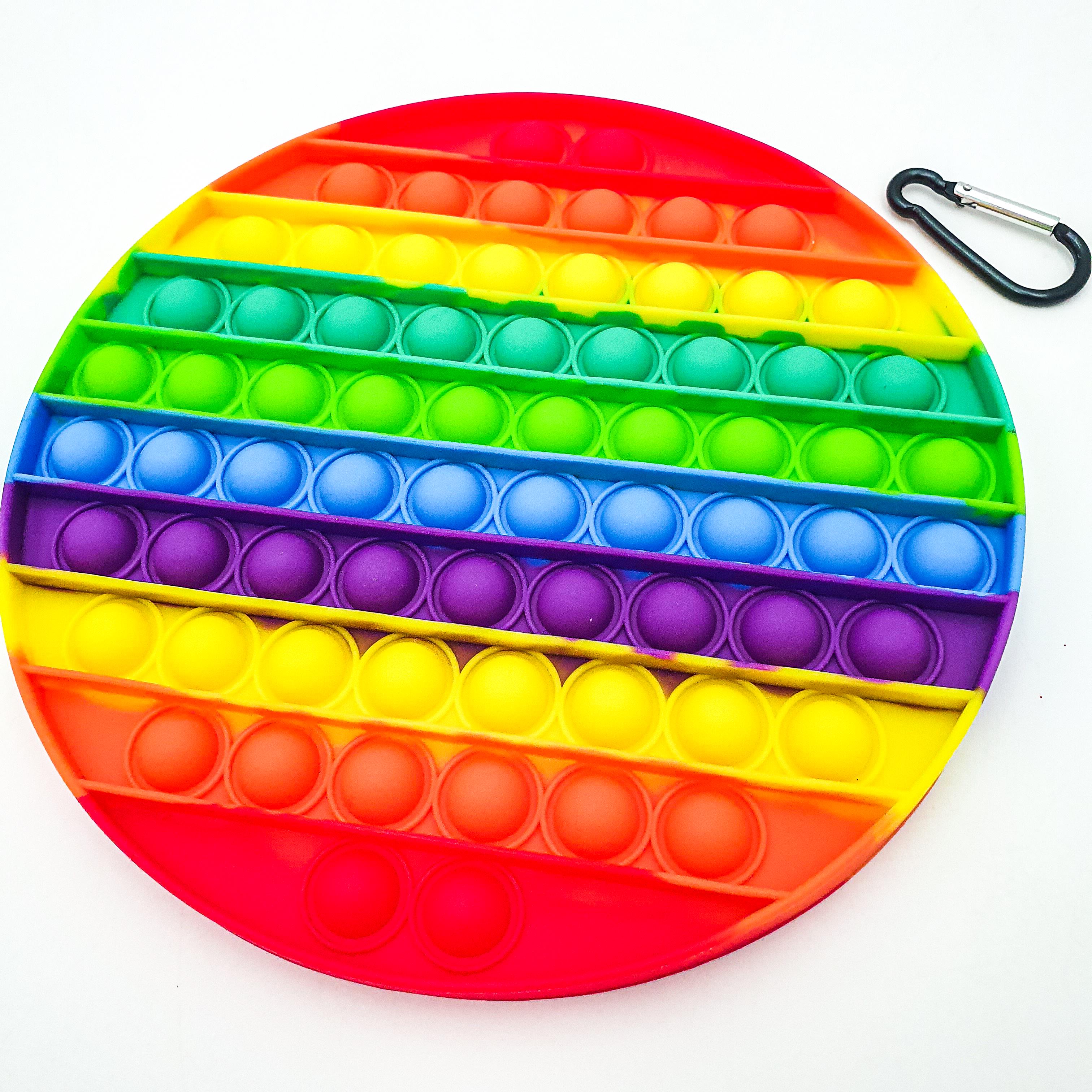 Сенсорная игрушка антистресс силиконовая бесконечная пупырка поп ит 20х20см UKC Pop It Fidget круг большой разноцветный