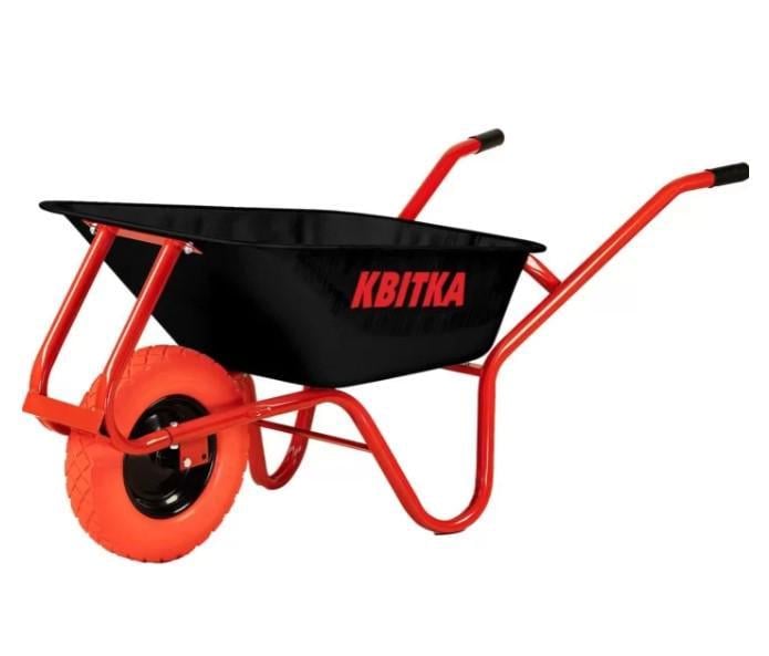 Тачка строительная КВІТКА PRO 100 л 180 кг 1 мм усиленная оцинкованная одноколесная (23615)