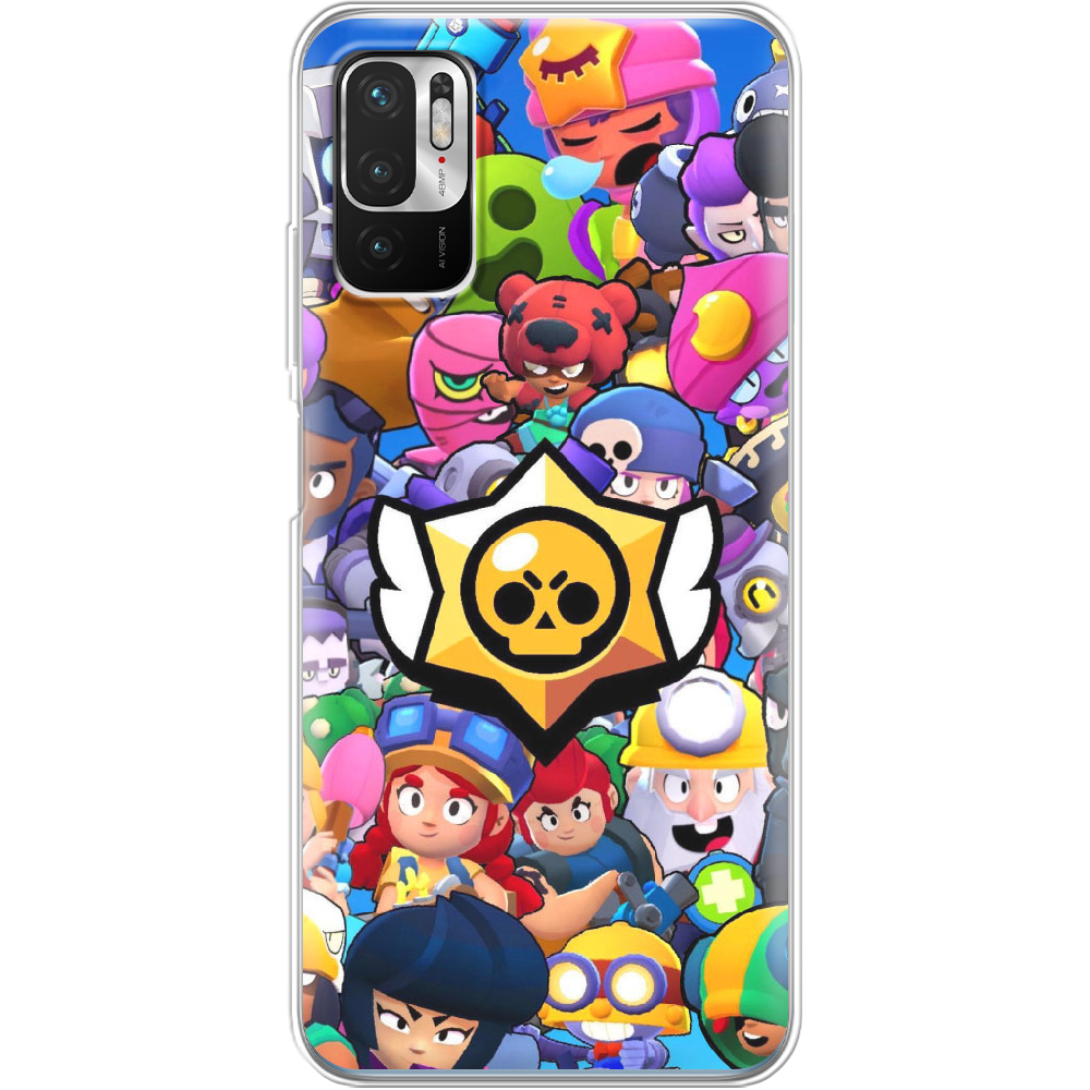 Чехол Boxface Xiaomi Redmi Note 10 5G Brawl Stars Прозрачный силикон (42639-up2389-42474)