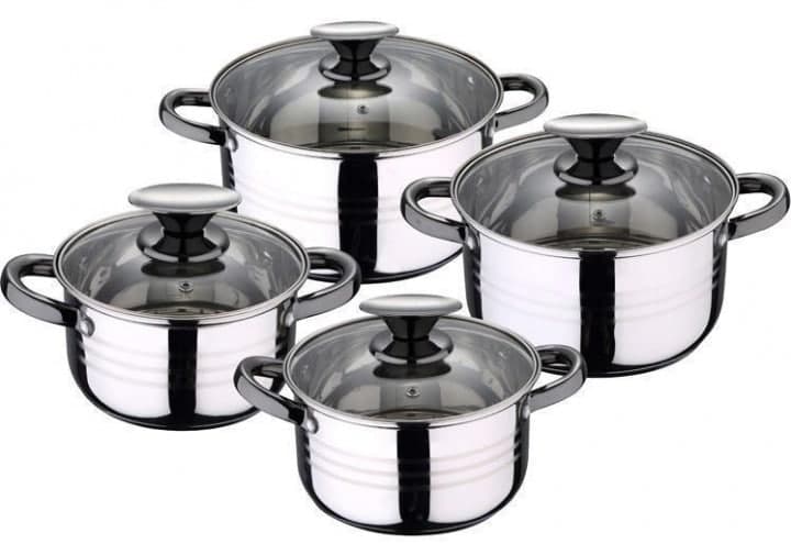 Набір каструль з нержавіючої сталі Rainberg RB-605 з кришками 8 пр.