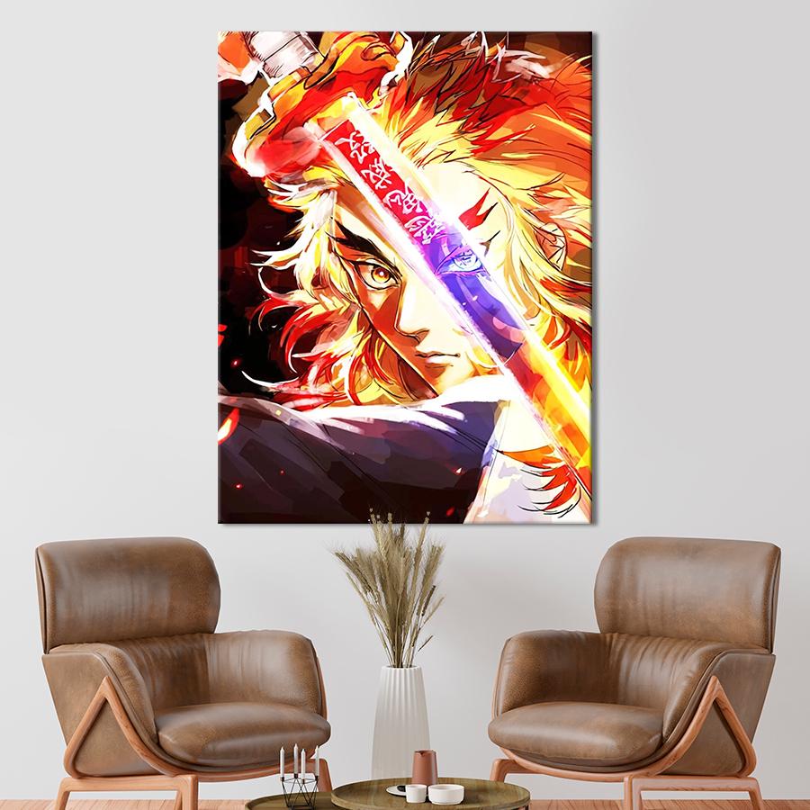 Настенний декор Мистический Кёджуро Ренгоку из аниме Клинок рассекающий демонов 50x38 см (YA-139)