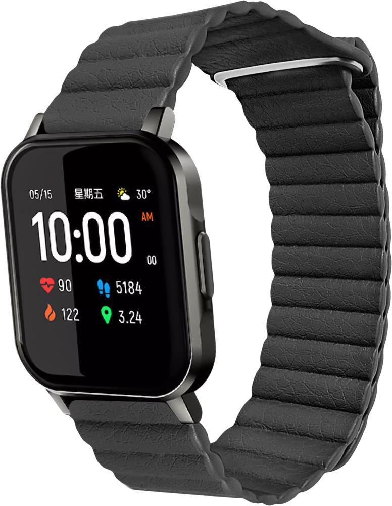 Ремешок кожаный Genis для Haylou Smart Watch 2 LS02 Black (26508-2B)