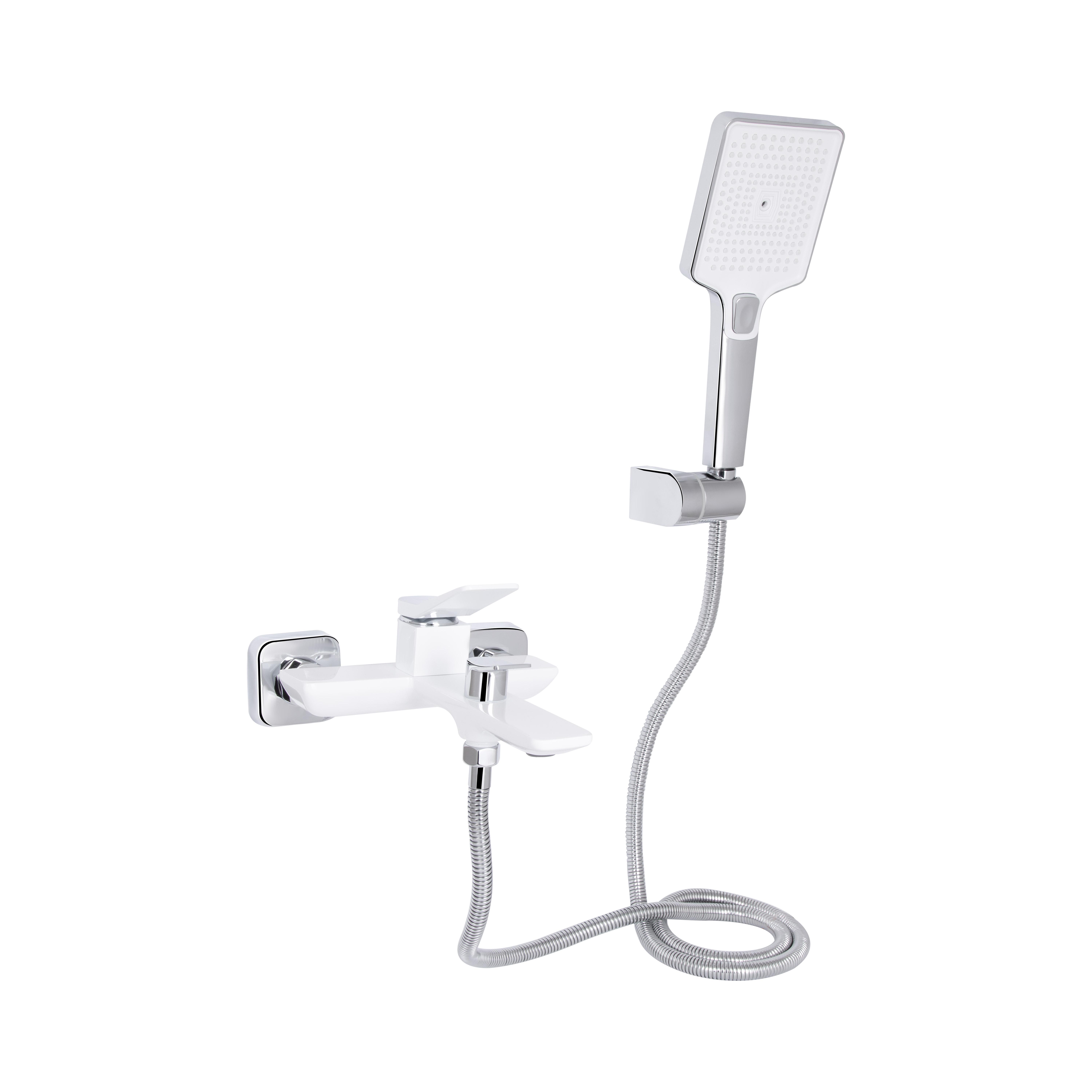 Смеситель для ванной Qtap Presto с душевым гарнитуром Chrome/White (QTPRE259CRW45579)