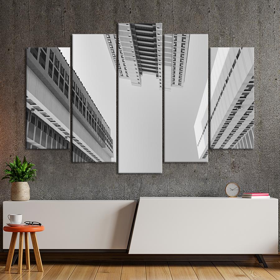 Картина город Серебристые небоскрёбы в Нью-Йорке 187x119 см (A711-5)