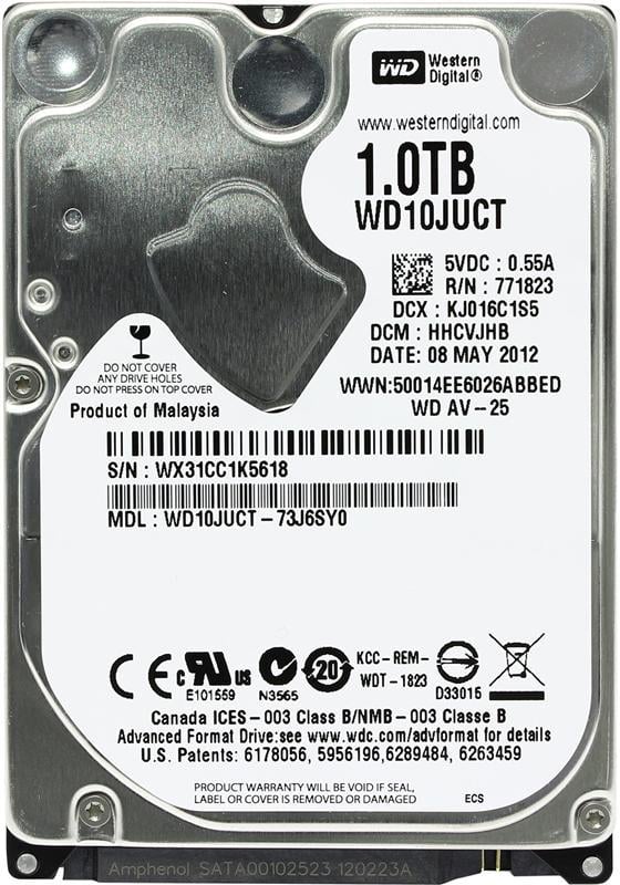 Жорсткий диск WD HDD 2,5" SATA 1TB 5400rpm/16MB (WD10JUCT)