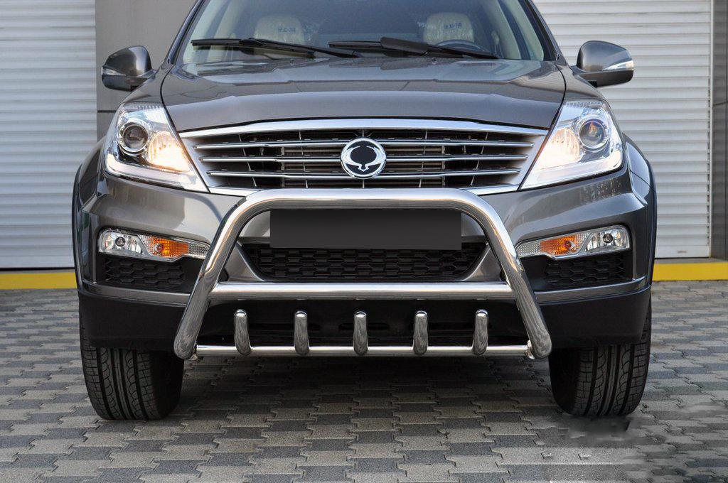 Кенгурятник WT003 CAN для SsangYong Rexton I 2001-2017 рр. нержавіюча сталь Хром