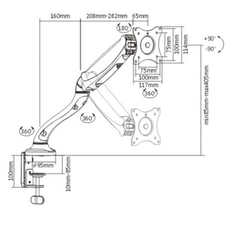Кронштейн для монитора iTech MBSG-02F настольный 13-36" Черный (22631581) - фото 10 Кронштейн для монитора iTech MBSG-02F настольный 13-36" Черный (22631581) - фото 10