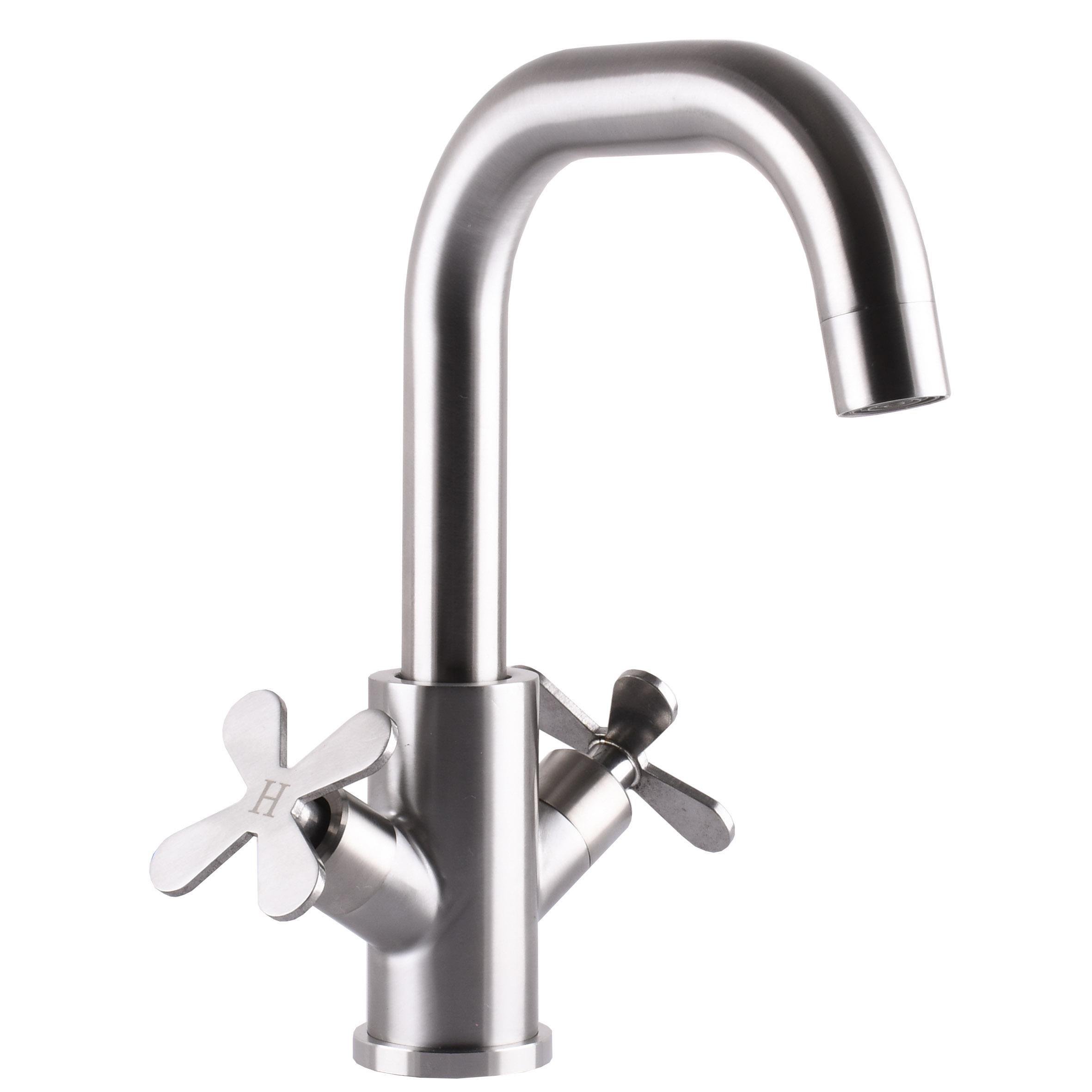 Смеситель для умывальника Globus Lux нержавеющая сталь Сатин (24974)