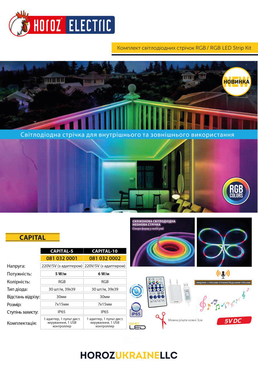 Стрічка світлодіодна HOROZ ELECTRIC Capital-5 RGB - фото 6 Стрічка світлодіодна HOROZ ELECTRIC Capital-5 RGB - фото 6