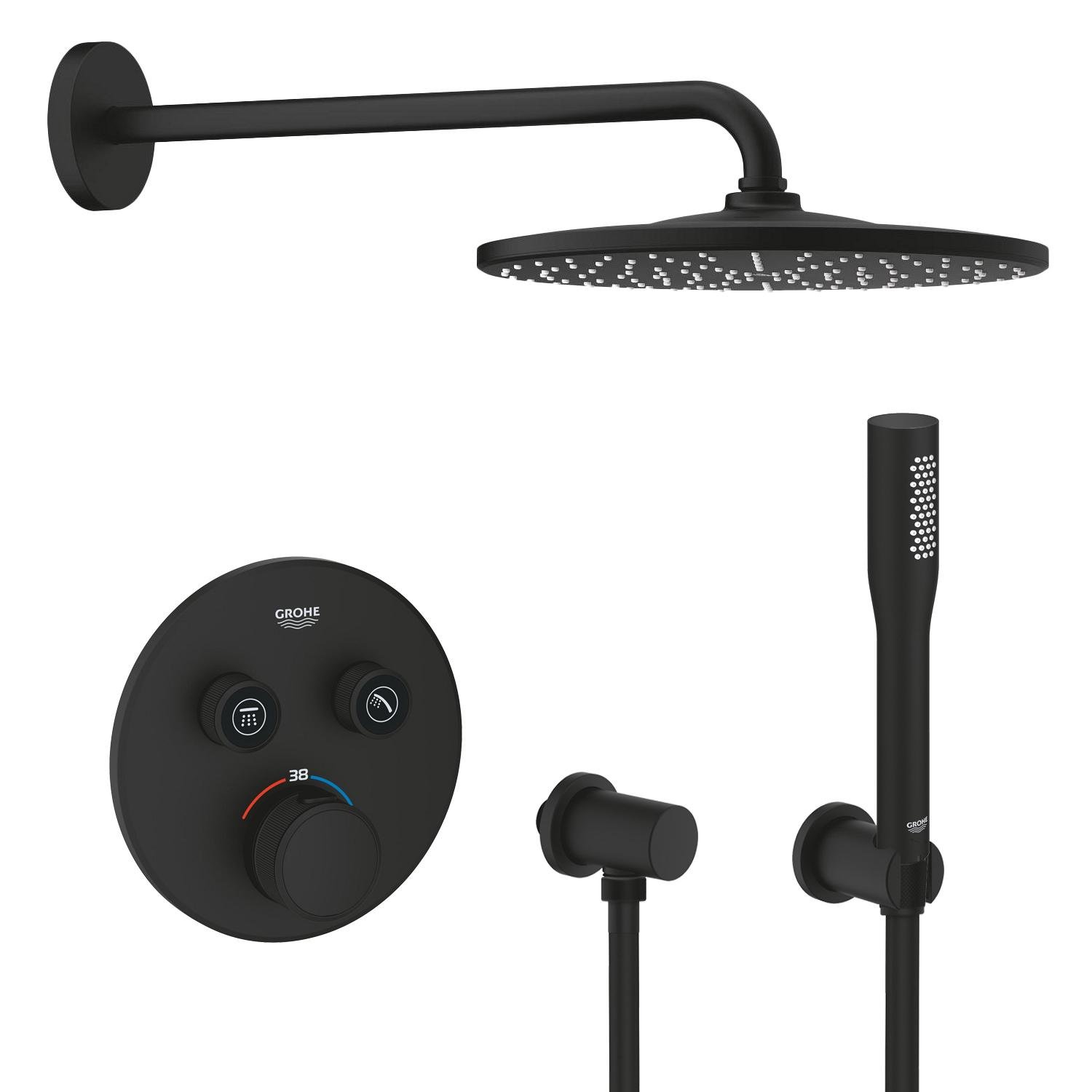 Душевая система скрытого типа Grohe Grohtherm SmartControl UA122507KF Черный (176500)