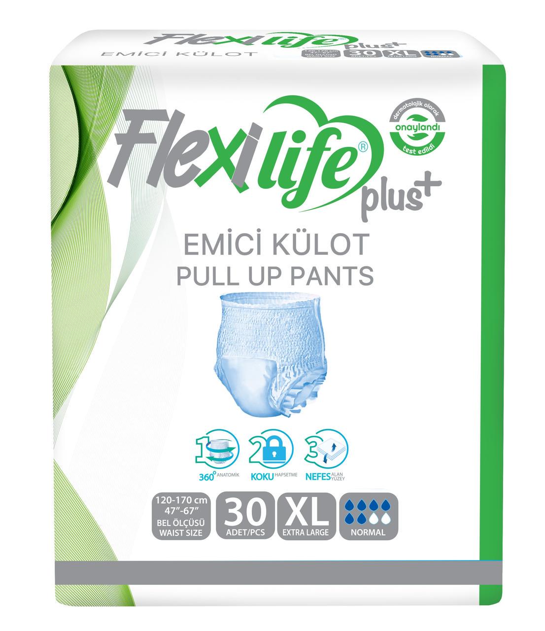 Подгузники-трусики для взрослых Flexi Life Plus р. XL №30 120-170 см (000005439) Подгузники-трусики для взрослых Flexi Life Plus р. XL №30 120-170 см (000005439)