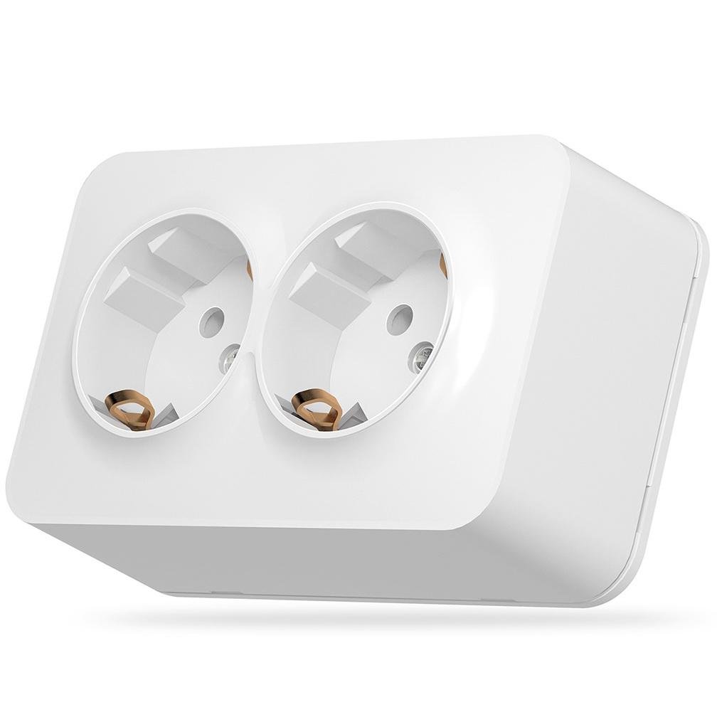 Зовнішня подвійна розетка із заземленням Videx Binera VF-BNS22G-W Білий