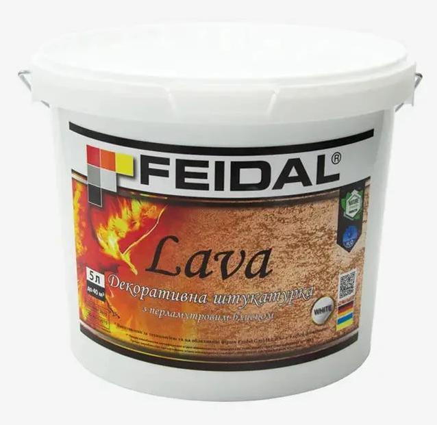 Декоративна штукатурка Feidal Lava акрилова з перламутровим блиском 5 л