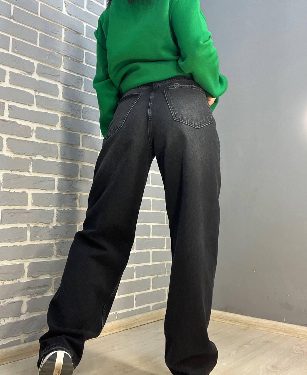 Джинси жіночі Q-4 3013 Skaiter баггі вільні оверсайз шви на колінах затяжка на таліі р. 31 Чорний (3043) - фото 6 Джинси жіночі Q-4 3013 Skaiter баггі вільні оверсайз шви на колінах затяжка на таліі р. 31 Чорний (3043) - фото 6