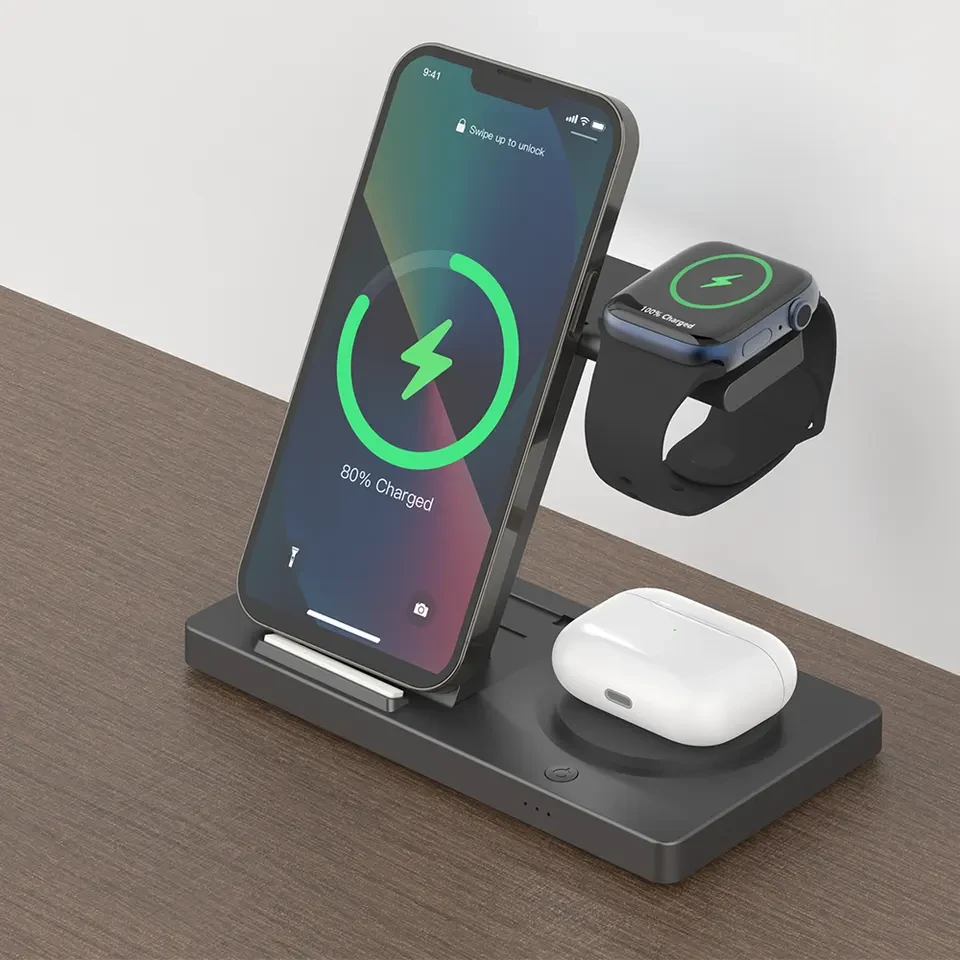 Док-станция беспроводной зарядки Т258 15W 3в1 для смартфона Samsung Galaxy/Watch 3-5,/Galaxy Buds (1908240935)