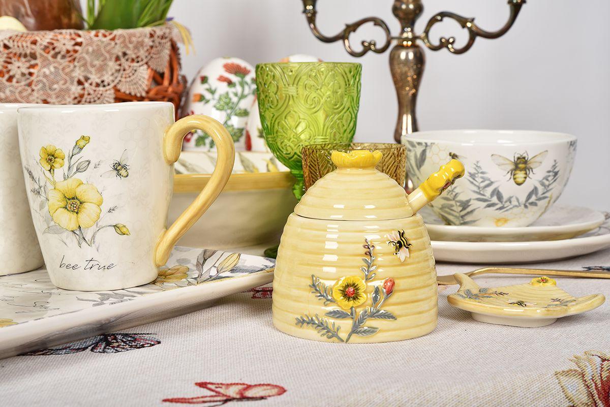 Набор емкости для меда и блюдец Certified International Сладкий мед из керамической Бежевый (28124-set) - фото 9