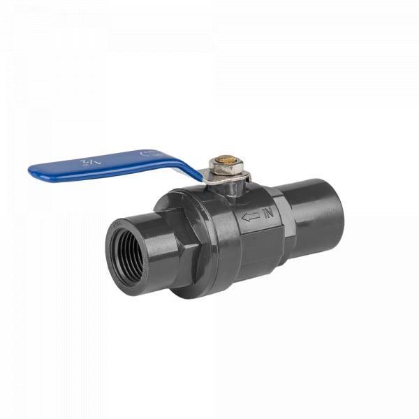 Кран шаровой равнопроходный, РО 2", для труб ПВХ PN10, с SS ручкой (14879)