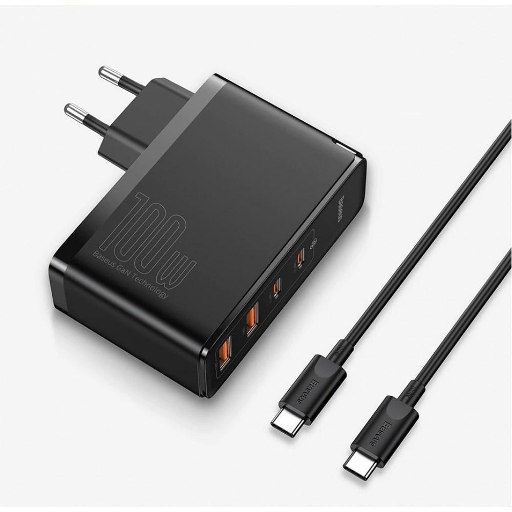 Зарядний пристрій мережевий Baseus 100W GaN2 Pro Quick Charger/кабель USB-C 100W Black (25397474)