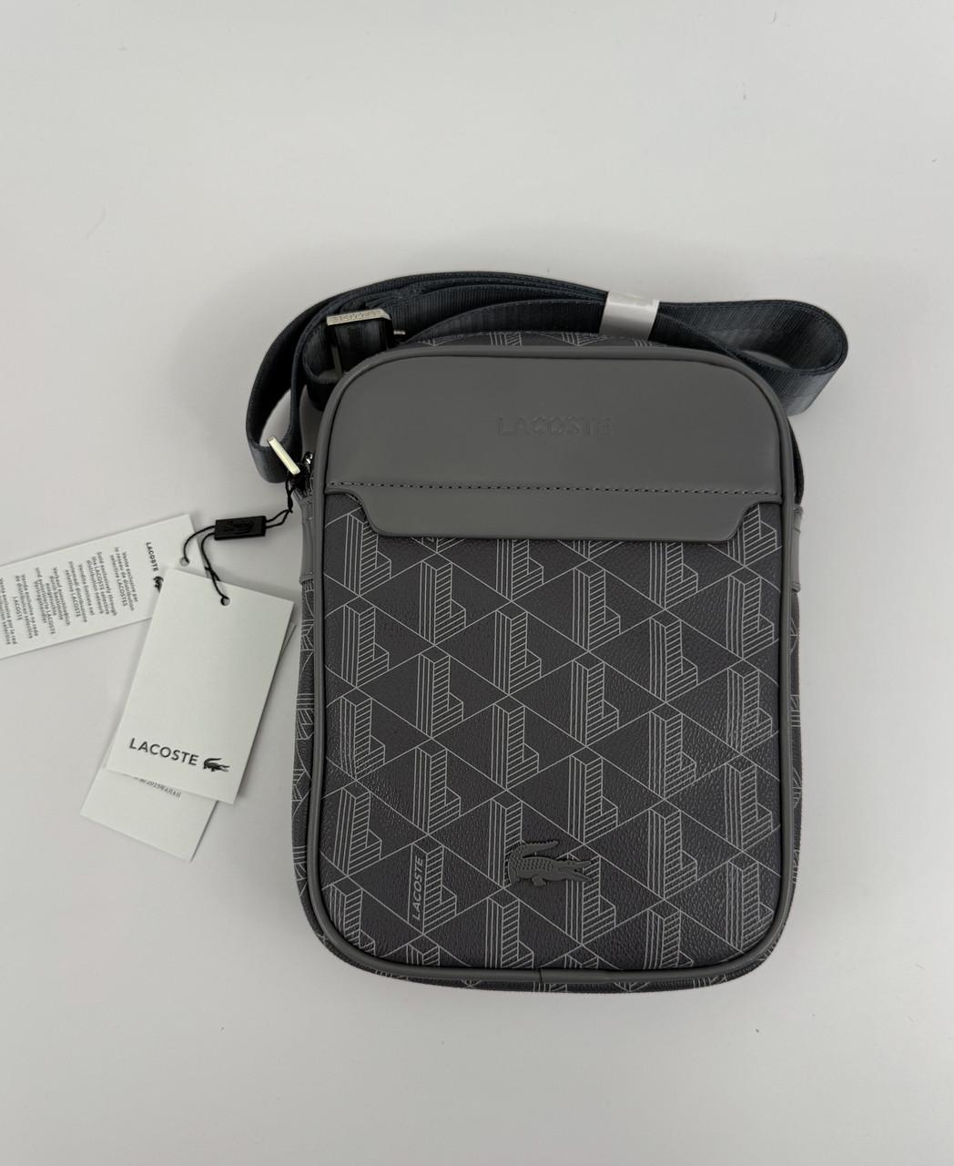 Барсетка Lacoste через плечо монограммная Серый - фото 4 Барсетка Lacoste через плечо монограммная Серый - фото 4