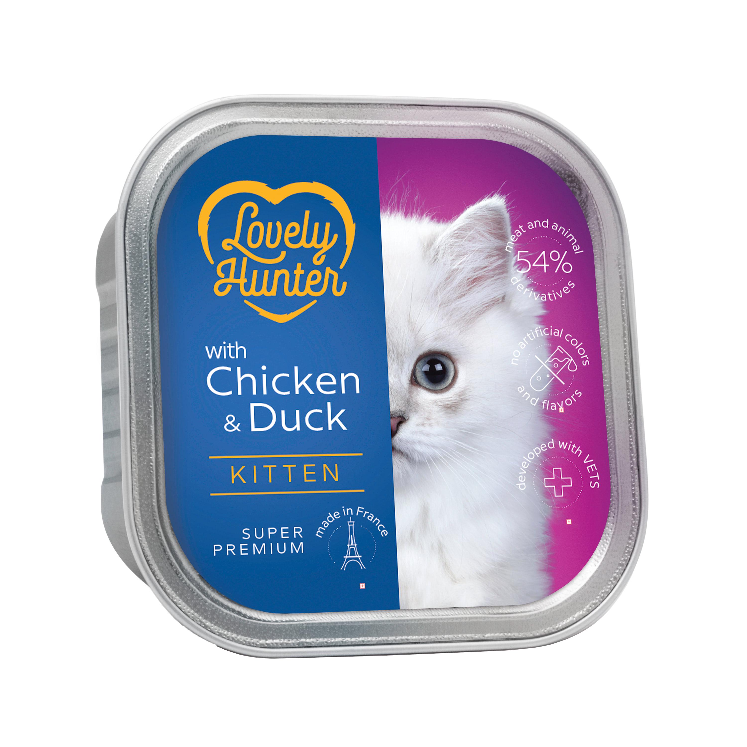 Корм вологий для кішок Lovely Hunter With chicken and duck for kittens 85 г (LHU45708)
