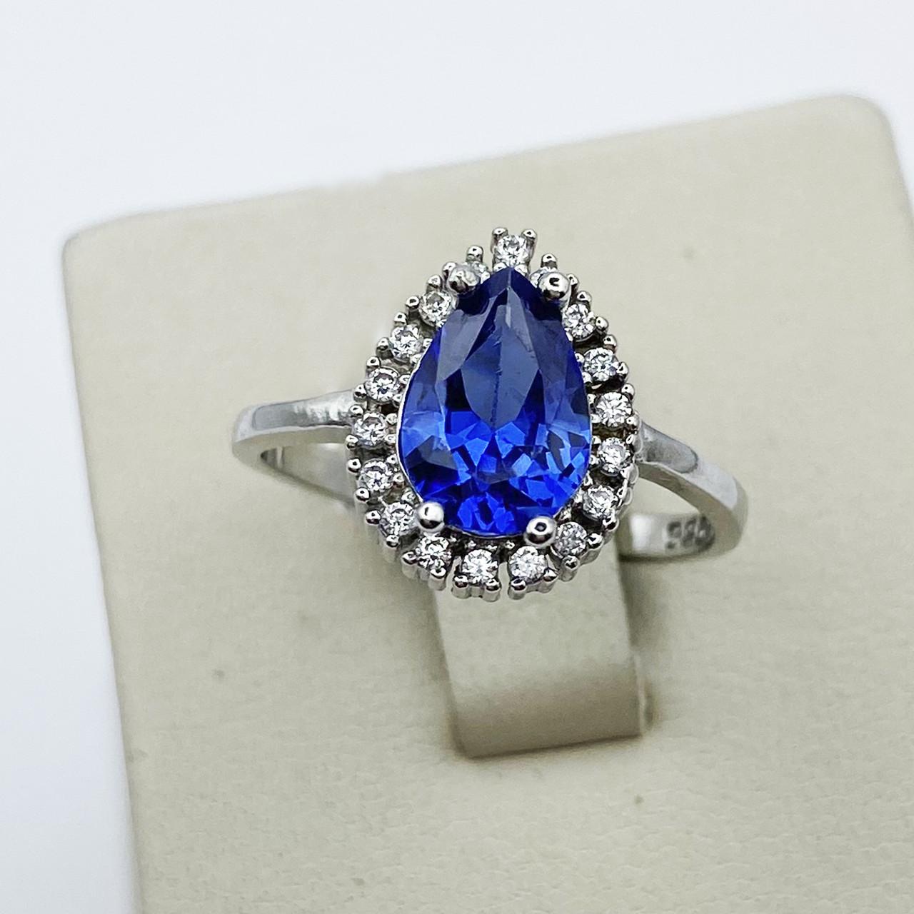 Кольцо серебряное с танзанитом и кубическим цирконием р. 19 3,48 г (1887881901)