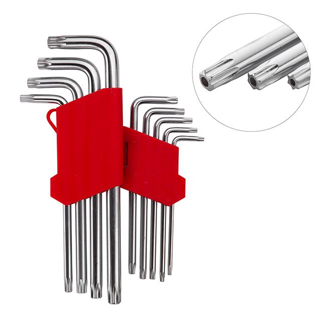 Набір ключів Г-подібних TORX подовжених з отвором 9 шт. (Т10-Т50) - фото 2