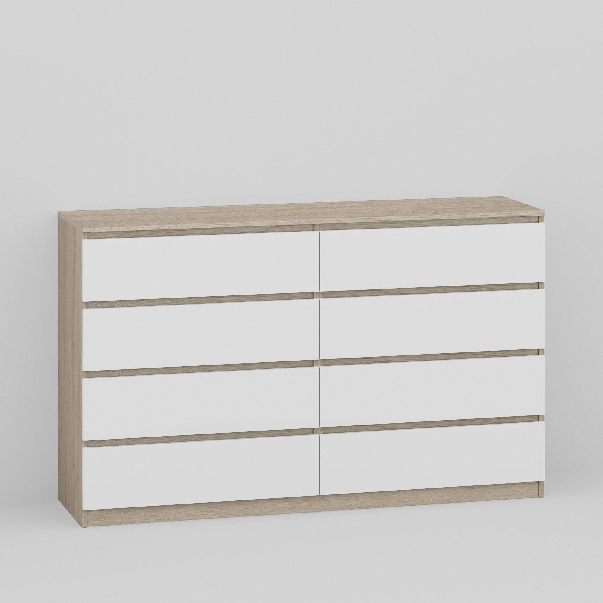 Комод на 8 ящиков без ручек Line KF8 1400x450x1035 мм Дуб Сонома/Белый - фото 2