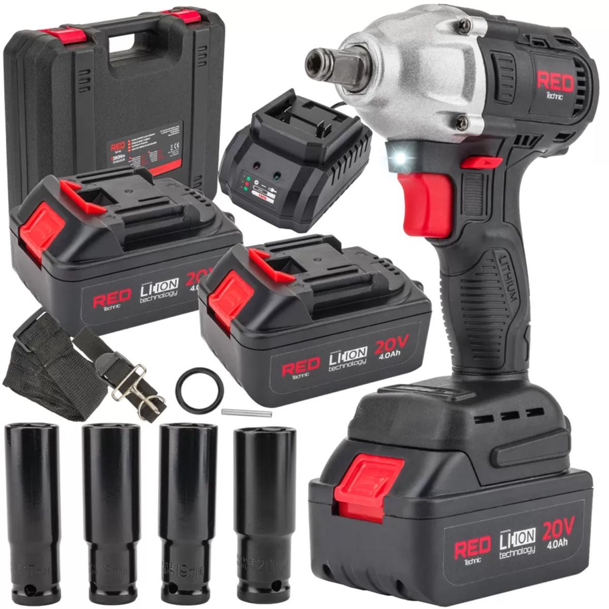 Гайковерт акумуляторний Red Technic RTAKU0026 2415718346 20 В 380 Нм Li-Ion ударний у кейсі