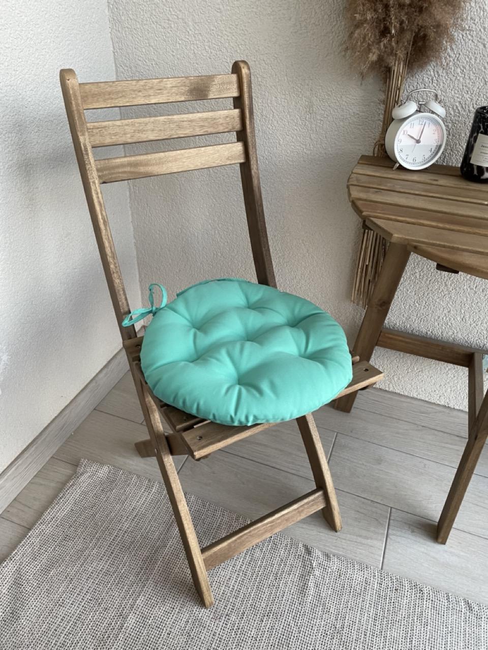 Подушка на стілець з зав'язками кругла Color 40х40х5 см Ментоловий - фото 4